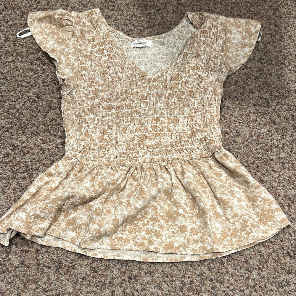 Floral Beige Peplum Top